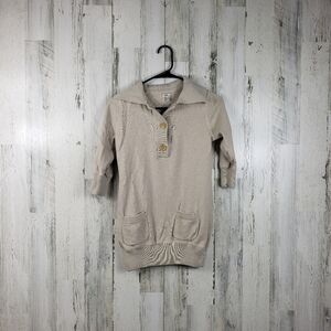 LL bean light tan 3/4 sleeve sweater, cashmere silk blend women's size XS